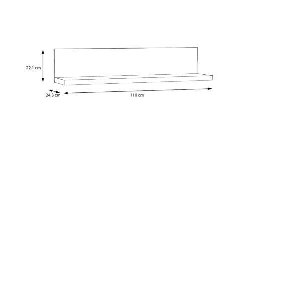 Hylle Snow 110 cm - hvit matt