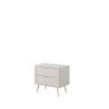 Nattbord Lante 63x55 cm - beige - 2 skuffer