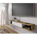 Tv-benk Ica - 156x20 cm - eik artisan - hvit matt