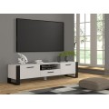 TV-benk Nuka 200x48 cm - hvit matt - svart matt