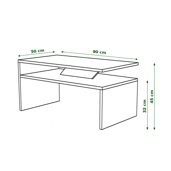 Sofabord Prima 90 cm - Trelook - Svart - med hylle