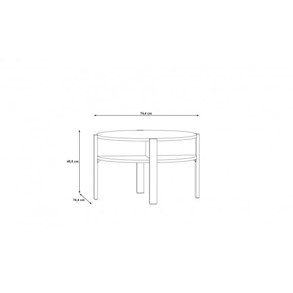 Stuebord Buena 75 cm - eik artisan - med hylle - rundt