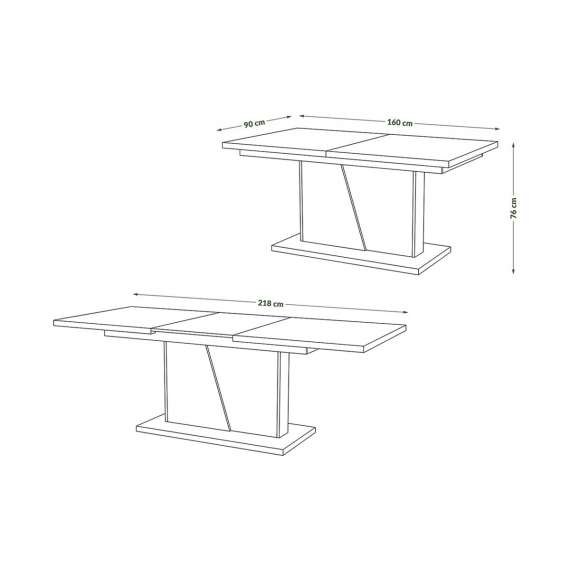 Spisebord Noble 160-218 cm - eik brun - svart matt